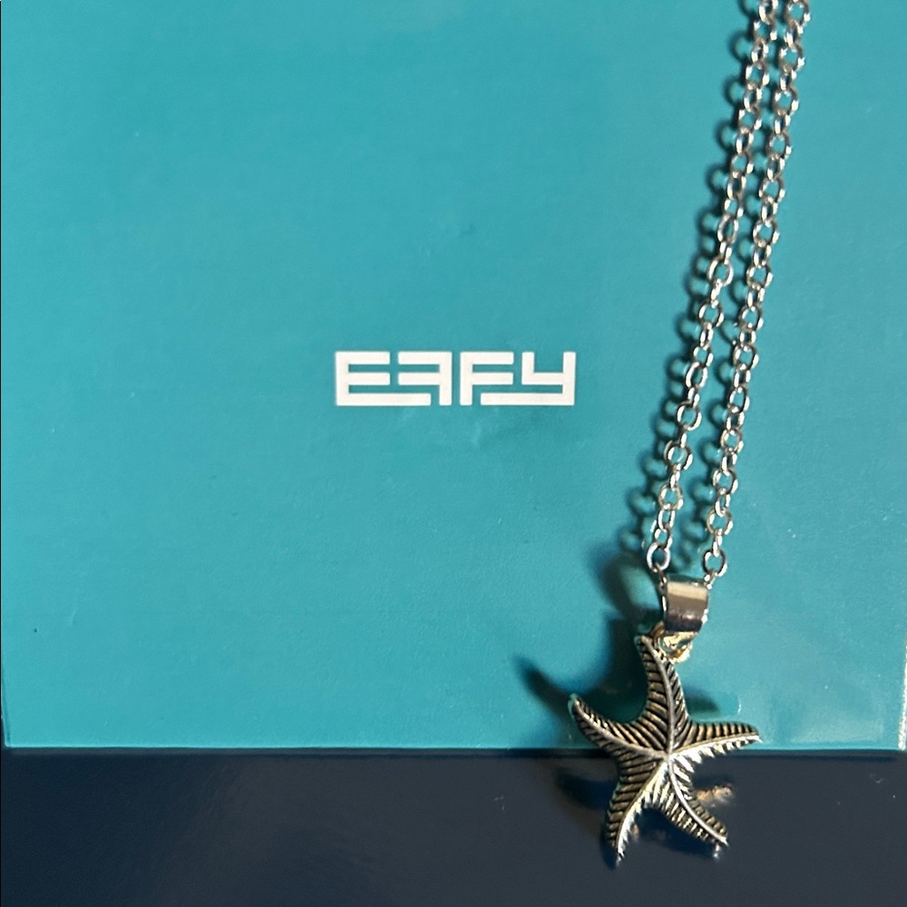 New Effy Silver Tone Starfish sea Life Charm Necklace